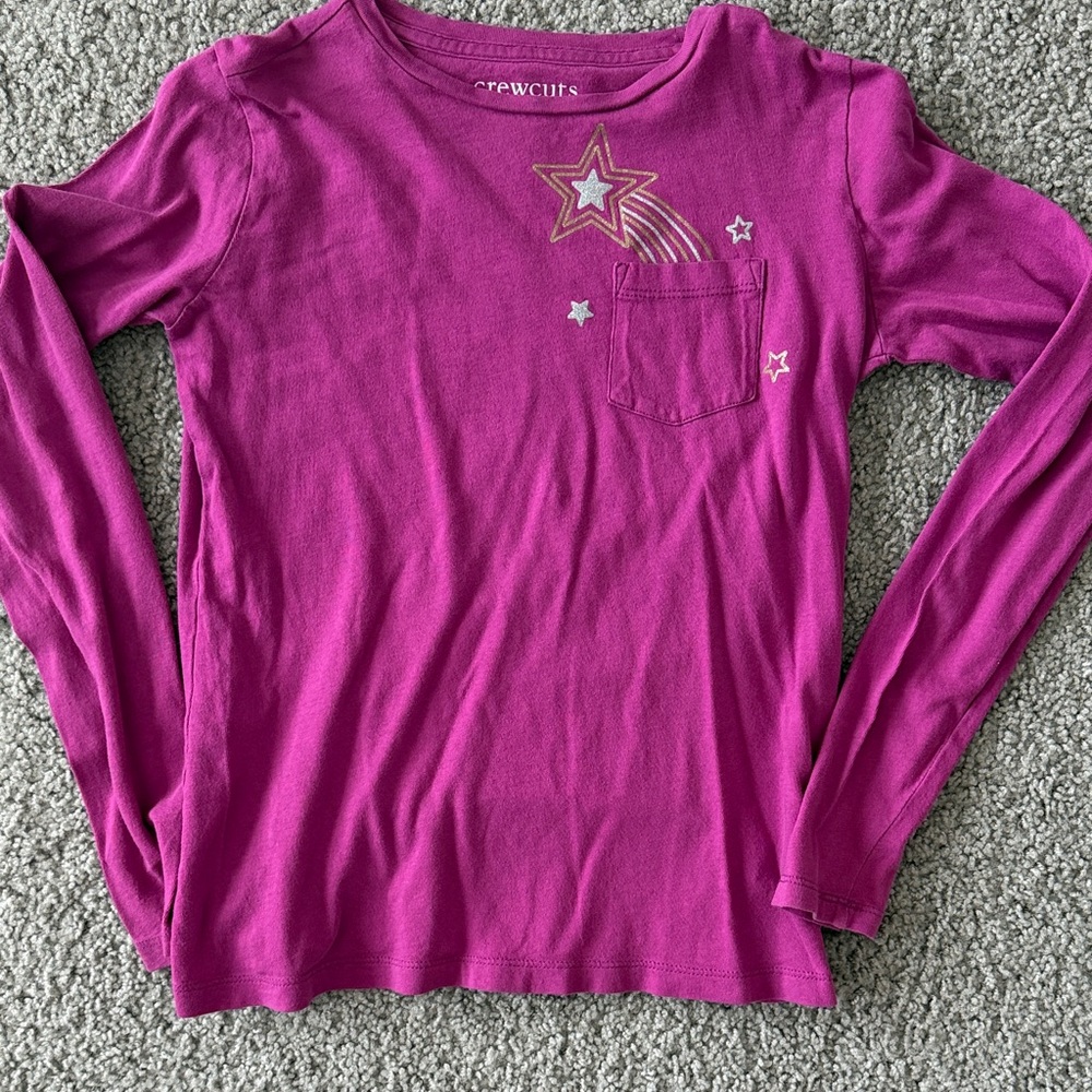 Crewcuts Kids Long Sleeve Fuchsia Star Shirt